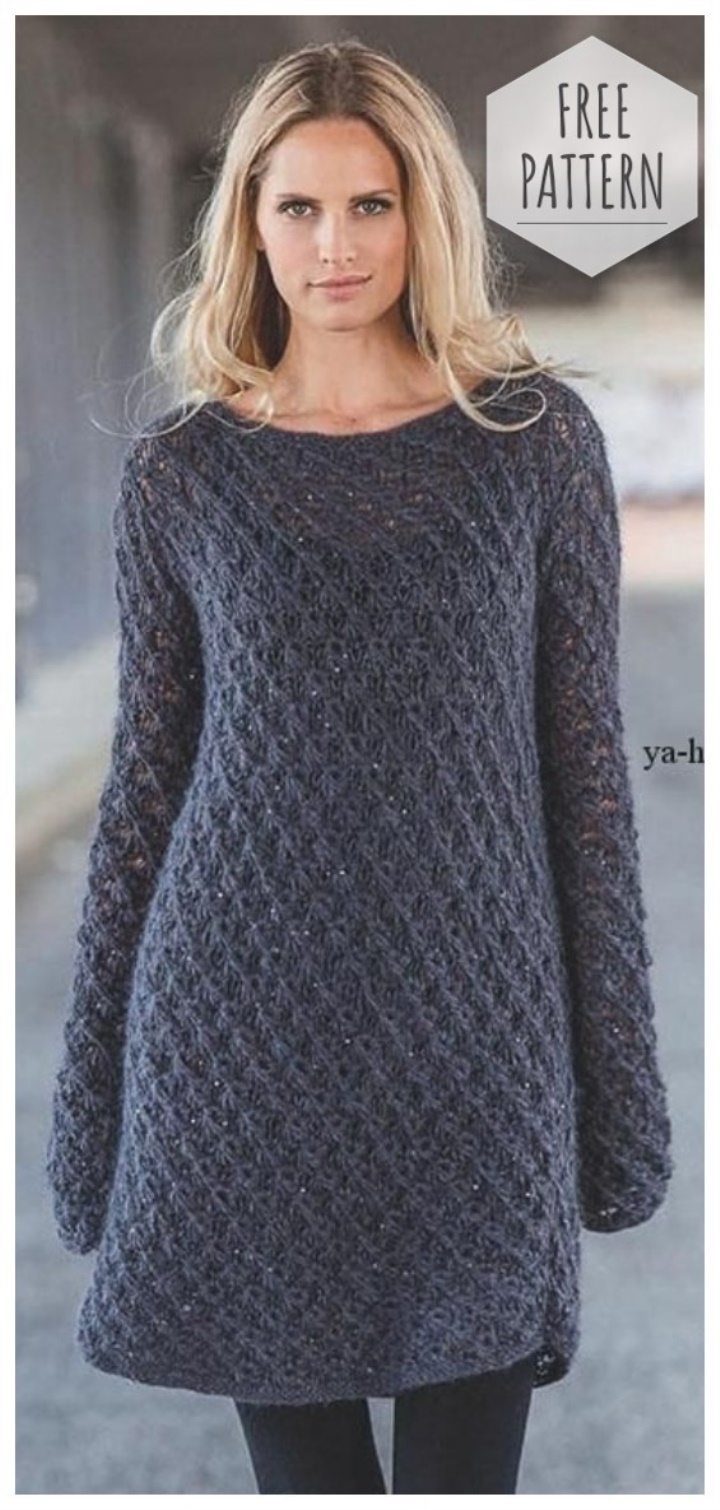 Stylish knitted dress free pattern