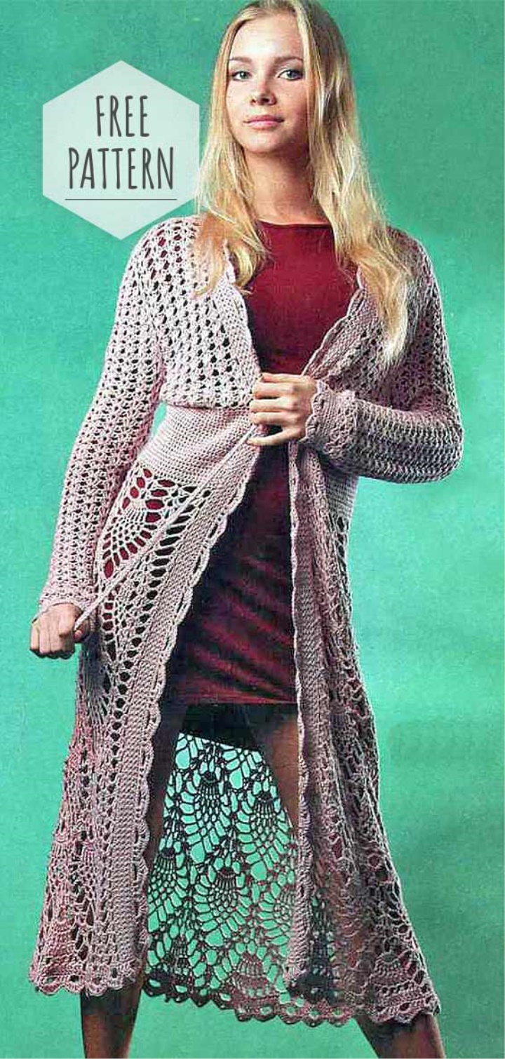 Crochet Long Cardigan Free Pattern