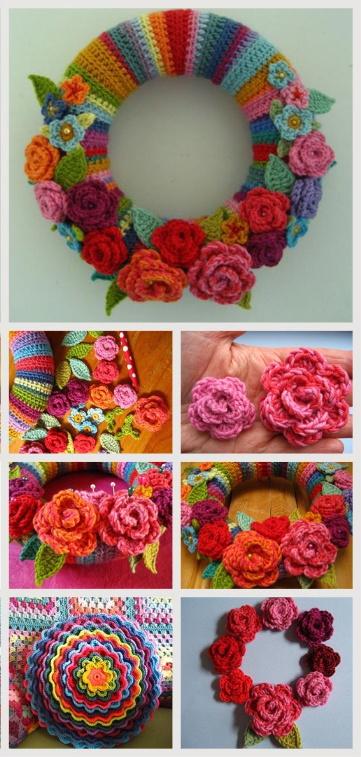 KNITTED ROSE WREATH