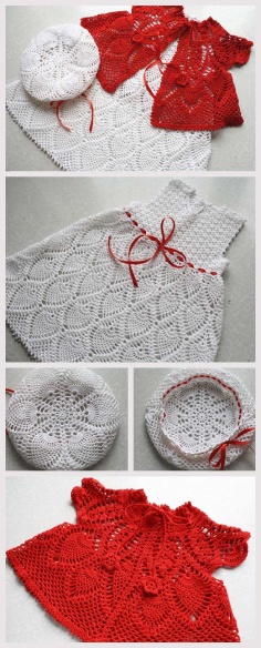 White and Red Knitting Baby Set