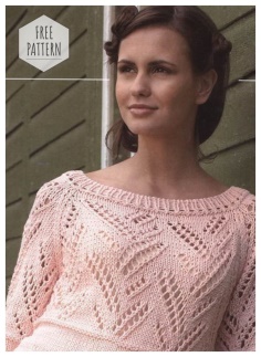 Openwork sweater knitting with a round neck