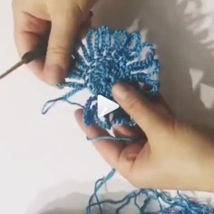 How to knit blue flower video tutorial