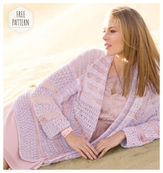 GENTLE PINK CARDIGAN FROM DIFFERENT TYPES OF YARN SPOKES