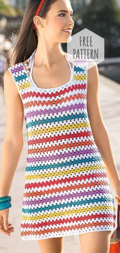 Crochet Striped Mini Dress Pattern