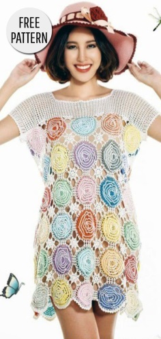 Crochet Colorful Dress Free Pattern