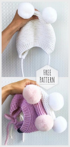 Knitting Cap with Sweet Pompon