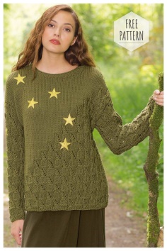 Pullover with applique of stars free pattern