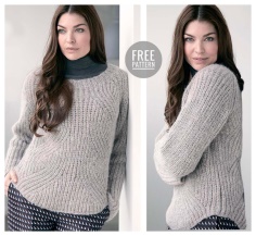 WOMEN SWEATER WITH RAISED LINE OF SIDES FREE PATTERN