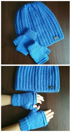 Beanie cap and mittens
