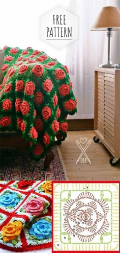 Knitting Blanket of Roses