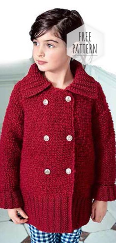 Knitting Red Cardigan for Kids