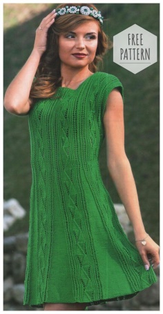 Green knitted dress free pattern