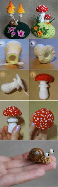 Knit crochet needle By mushrooms
