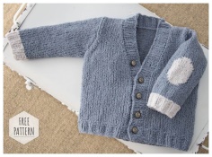 Childrens cardigan with knitted patches on sleeves