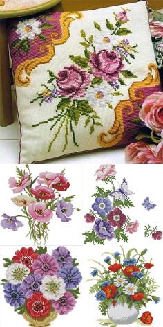 Cross Stitch Embroidery on Pillows