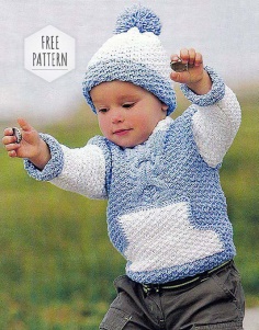 Knitted Cardigan with Pocket and Cap
