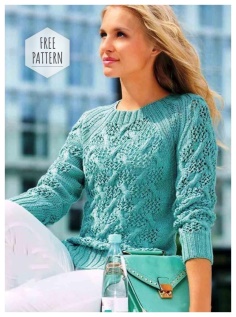 Raglan pullover with delicate braids