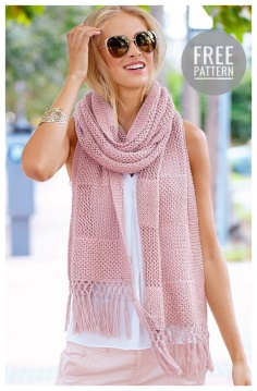 Gentle pink scarf free pattern