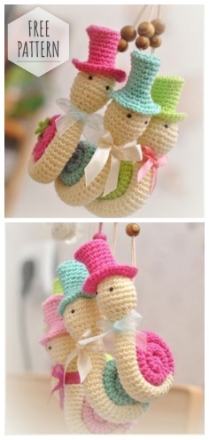 Amigurumi knitted snails  description free pattern