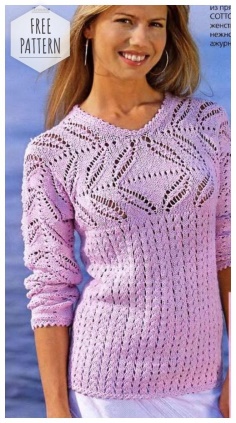 Pullover with lace yoke free pattern
