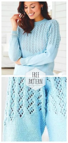 Knitted Bluse Light Blue Free Pattern