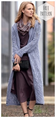 Long coat with openwork pattern