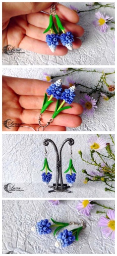 EARRINGS MUSCARI FROM BAKED POLYMER CLAY