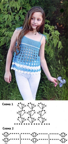 Crochet Blue Lace Top