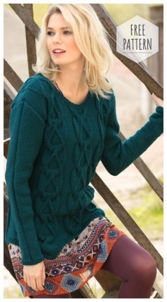 Jumper with large braids crochet free pattern