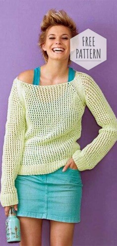 Knitted Needles Net Pullover Pattern