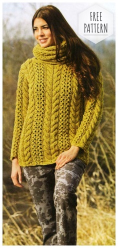 Mustard color pullover free pattern