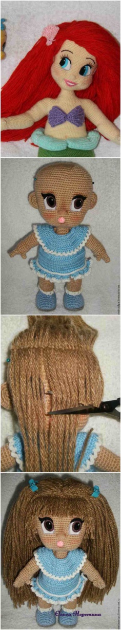 HOW TO MAKE A MAGNIFICENT HAIRSTYLE FOR AMIGURUMI KNITTED DOLL