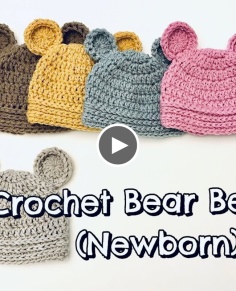 How to Crochet Baby Bear Beanie (Newborn)