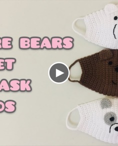 We Bare Bears Crochet Face Mask for Kids