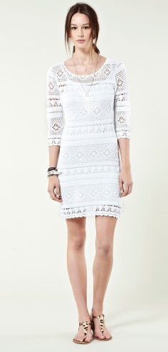 White Crochet Dress for Women