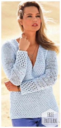 Pullover with a deep V-neck