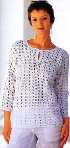Crochet White Pullover Pattern
