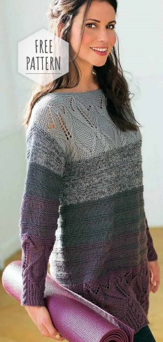 Pullover with Smooth Color Transitions and Floral Curbs