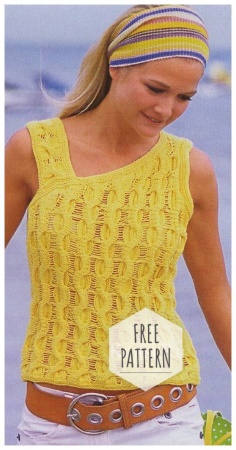 Yellow blouse with an asymmetrical neckline free pattern