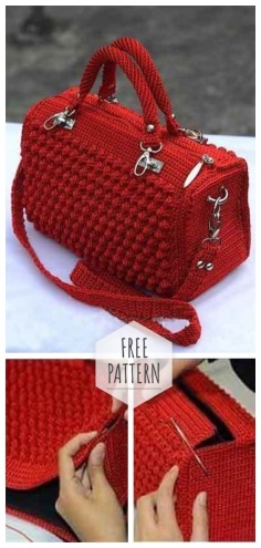 Crochet bag with a pattern of popcorn 
