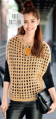 Knitting Vest with Pattern of Holes