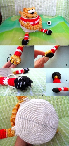Crochet Toy Cat Footballer Pattern