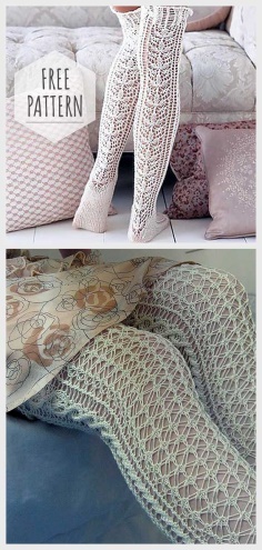 Crochet Fishnet Knee Socks Pattern