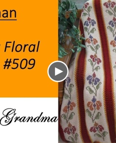 Flaming Floral Afghan 509 How to do Tunisian crochet with cross stitching