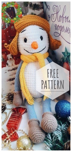 Description of knitting a snowman with a crochet 