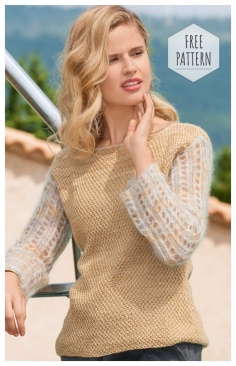 Jumper with lace sleeves free pattern