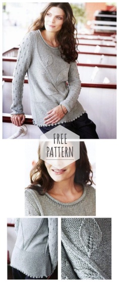 Gray-Blue Pullover Free Pattern