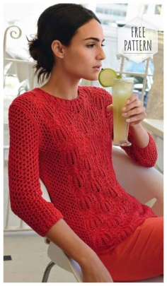 Jumper with openwork pattern and short sleeves