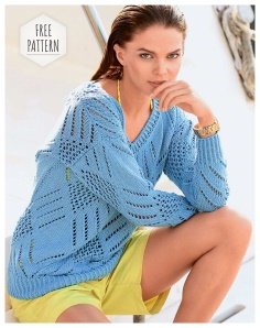 Pullover with lace diamonds free pattern