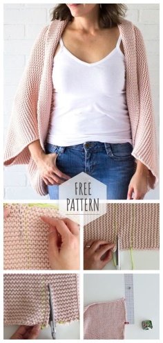 Cardigan cocoon of knitted fabric free pattern (english video tutorial)